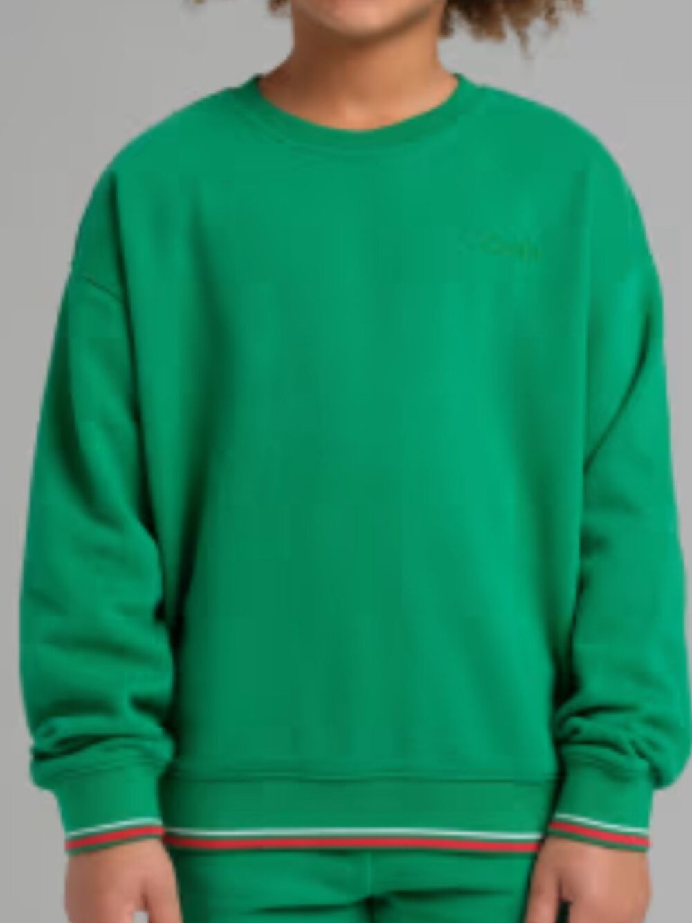 Comfrt Laid Back Kids Halo Lightweight Crew Sweatshirt S 7-8 Bella Green